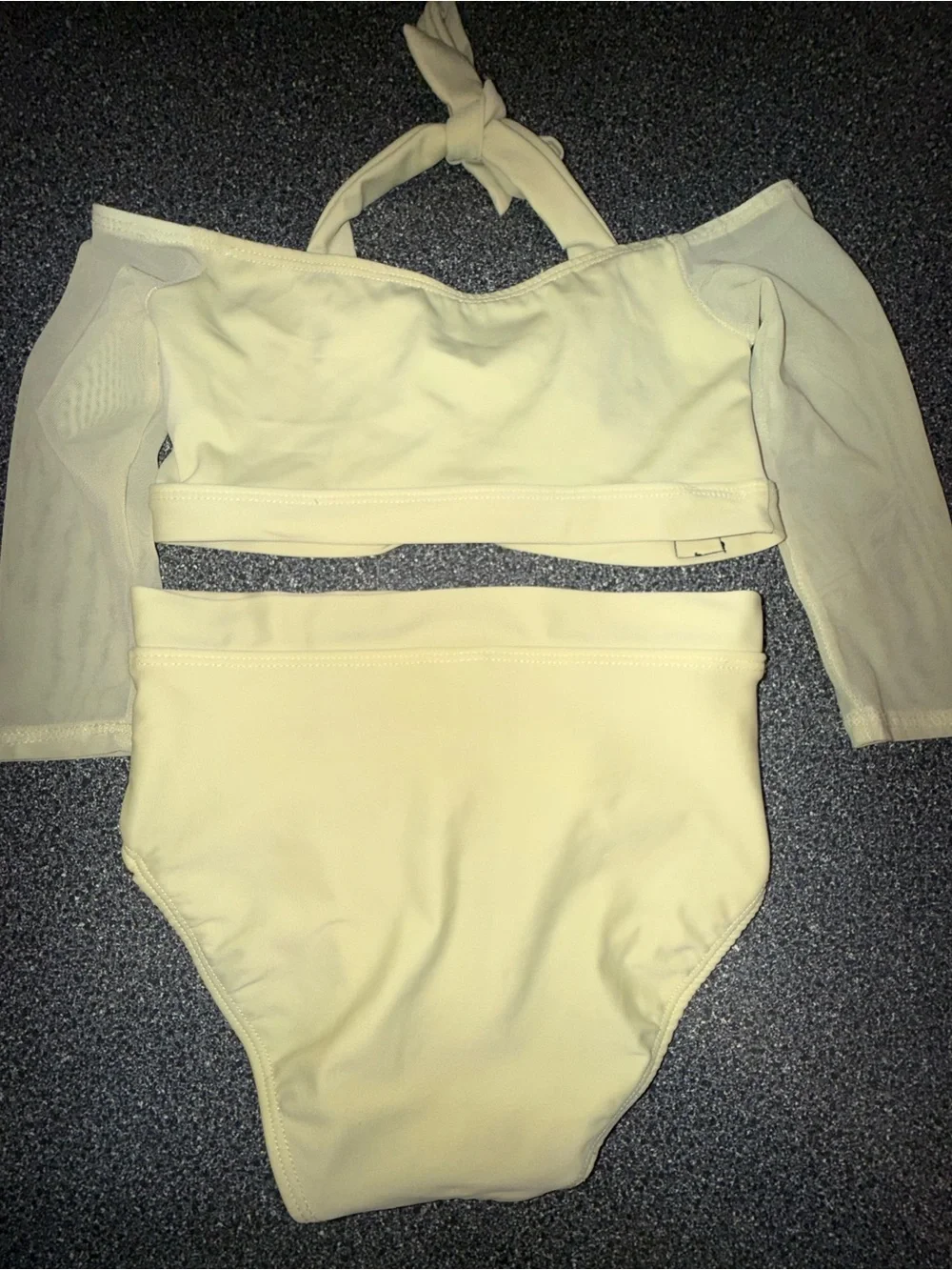 Kandi Kouture Yellow Two-Piece Dance Set with Sleeves Size Child Large (7/8)